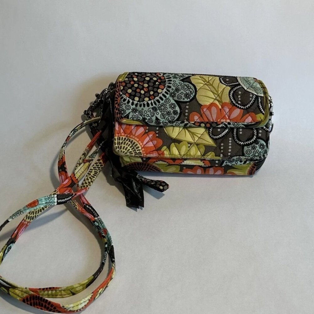 Vera Bradley Flower Shower Quilted Double Zip Wallet Wristlet